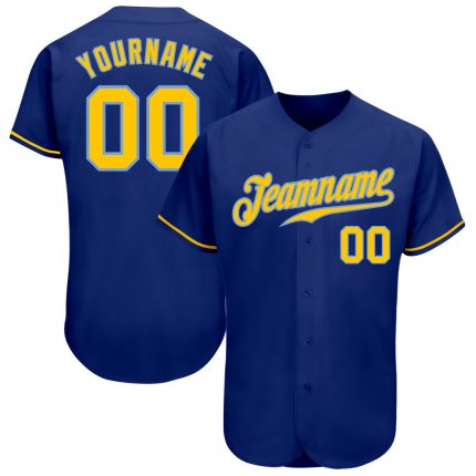 Personalized Royal Gold-Light Blue Authentic Baseball Jersey Team Custom Name and Number