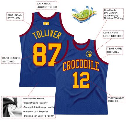 Personalized Royal Gold-Maroon Authentic Throwback Basketball Jersey