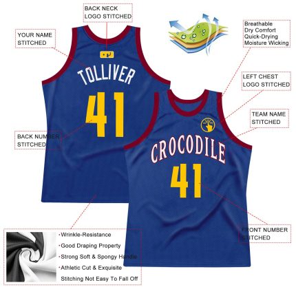 Personalized Royal Gold-Maroon Authentic Throwback Basketball Jersey Team Custom Name and Number