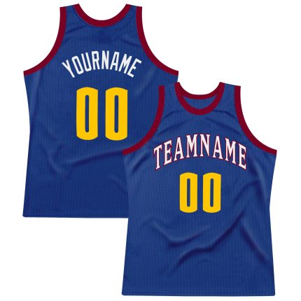 Personalized Royal Gold-Maroon Authentic Throwback Basketball Jersey Team Custom Name and Number