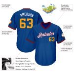 Personalized Royal Gold-Maroon Authentic Throwback Rib-Knit Baseball Jersey Shirt Team Custom Name and Number