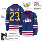 Personalized Royal Gold-Maroon Hockey Jersey Team Custom Name and Number