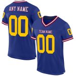 Personalized Royal Gold-Maroon Mesh Authentic Throwback Football Jersey Team Custom Name and Number