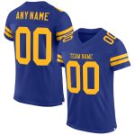 Personalized Royal Gold Mesh Authentic Football Jersey Team Custom Name and Number