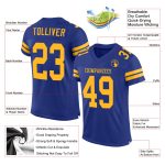 Personalized Royal Gold Mesh Authentic Football Jersey Team Custom Name and Number