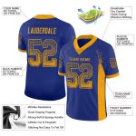 Personalized Royal Gold-Navy Mesh Drift Fashion Football Jersey Team Custom Name and Number