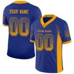 Personalized Royal Gold-Navy Mesh Drift Fashion Football Jersey Team Custom Name and Number