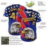 Personalized Royal Gold Navy-Red 3D American Flag Eagle And Star Authentic Baseball Jersey Team Custom Name and Number