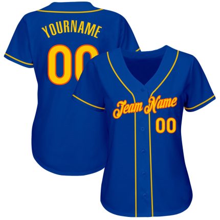 Personalized Royal Gold-Orange Authentic Baseball Jersey Team Custom Name and Number