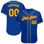 Personalized Royal Gold-Orange Authentic Baseball Jersey Team Custom Name and Number