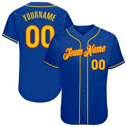 Personalized Royal Gold-Orange Authentic Baseball Jersey Team Custom Name and Number