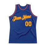 Personalized Royal Gold-Orange Authentic Throwback Basketball Jersey Team Custom Name and Number
