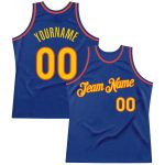 Personalized Royal Gold-Orange Authentic Throwback Basketball Jersey Team Custom Name and Number