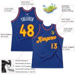 Personalized Royal Gold-Orange Authentic Throwback Basketball Jersey Team Custom Name and Number