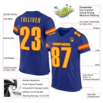 Personalized Royal Gold-Orange Mesh Authentic Football Jersey Team Custom Name and Number