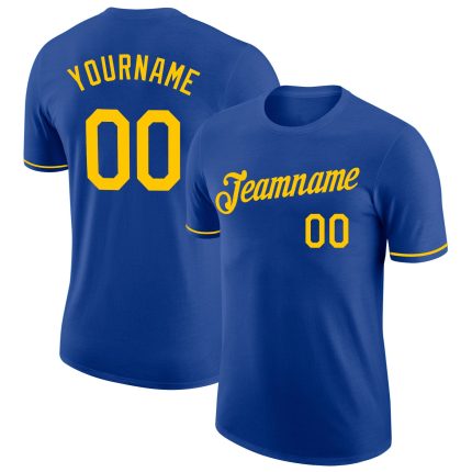 Personalized Royal Gold Performance T-Shirt Team Custom Name and Number