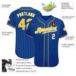 Personalized Royal Gold Pinstripe Gold-White Authentic Baseball Jersey Team Custom Name and Number
