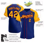 Personalized Royal Gold-Red Authentic Raglan Sleeves Baseball Jersey Team Custom Name and Number