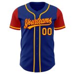 Personalized Royal Gold-Red Authentic Two Tone Baseball Jersey Team Custom Name and Number