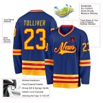 Personalized Royal Gold-Red Hockey Jersey Team Custom Name and Number