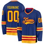 Personalized Royal Gold-Red Hockey Jersey Team Custom Name and Number
