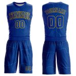 Personalized Royal Gold Round Neck Sublimation Basketball Suit Jersey Team Custom Name and Number