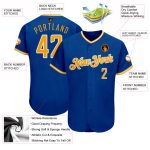 Personalized Royal Gold-White Authentic Baseball Jersey