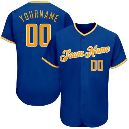Personalized Royal Gold-White Authentic Baseball Jersey