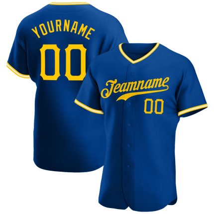 Personalized Royal Gold-White Authentic Baseball Jersey Team Custom Name and Number