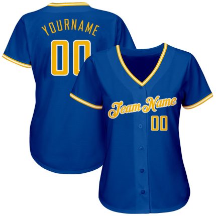 Personalized Royal Gold-White Authentic Baseball Jersey