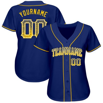 Personalized Royal Gold-White Authentic Drift Fashion Baseball Jersey Team Custom Name and Number