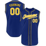 Personalized Royal Gold-White Authentic Sleeveless Baseball Jersey Team Custom Name and Number