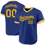 Personalized Royal Gold-White Authentic Throwback Baseball Jersey Team Custom Name and Number