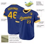 Personalized Royal Gold-White Authentic Throwback Baseball Jersey Team Custom Name and Number