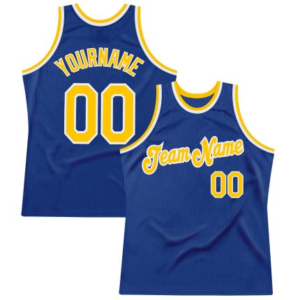 Personalized Royal Gold-White Authentic Throwback Basketball Jersey