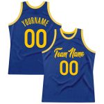 Personalized Royal Gold-White Authentic Throwback Basketball Jersey Team Custom Name and Number
