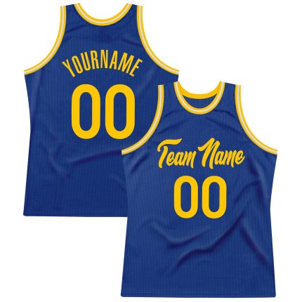 Personalized Royal Gold-White Authentic Throwback Basketball Jersey Team Custom Name and Number