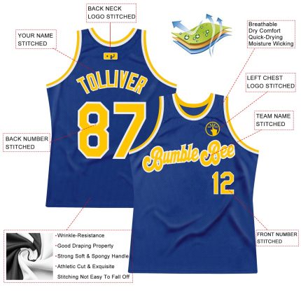Personalized Royal Gold-White Authentic Throwback Basketball Jersey