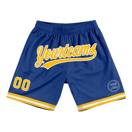 Personalized Royal Gold-White Authentic Throwback Basketball Shorts