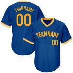 Personalized Royal Gold-White Authentic Throwback Rib-Knit Baseball Jersey Shirt Team Custom Name and Number