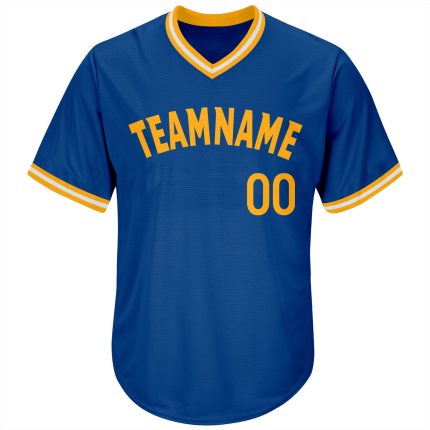 Personalized Royal Gold-White Authentic Throwback Rib-Knit Baseball Jersey Shirt Team Custom Name and Number