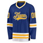 Personalized Royal Gold-White Hockey Jersey Team Custom Name and Number