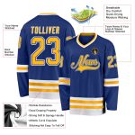 Personalized Royal Gold-White Hockey Jersey Team Custom Name and Number