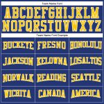 Personalized Royal Gold-White Long Sleeve Performance T-Shirt Team Custom Name and Number