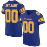 Custom royal, gold and white mesh football jersey