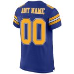 Custom royal, gold and white mesh football jersey, detail of the printed panel