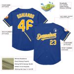 Personalized Royal Gold-White Mesh Authentic Throwback Baseball Jersey Team Custom Name and Number