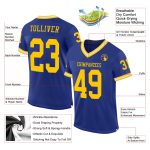 Personalized Royal Gold-White Mesh Authentic Throwback Football Jersey Team Custom Name and Number
