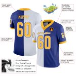 Personalized Royal Gold-White Mesh Split Fashion Football Jersey Team Custom Name and Number