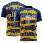 Personalized Royal Gold-White Pinstripe Sublimation Soccer Uniform Jersey Team Custom Name and Number